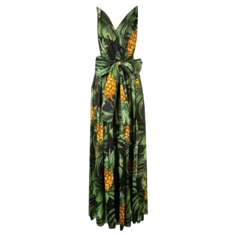 Dolce & Gabbana Green Pineapple Embellished BananaLeaf Dress main image 0