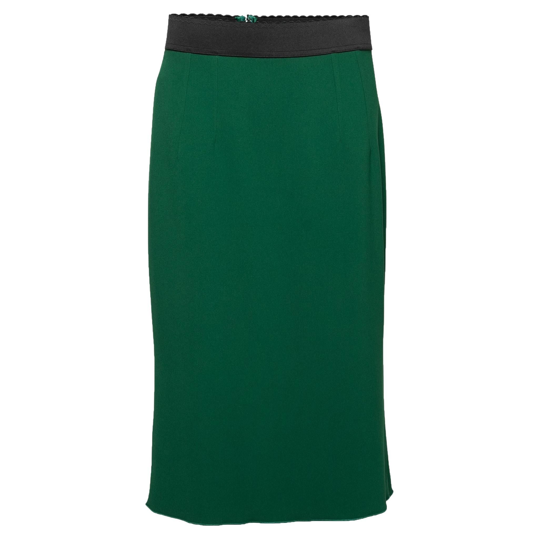Dolce & Gabbana Green Floral Print Silk Skirt main image 1