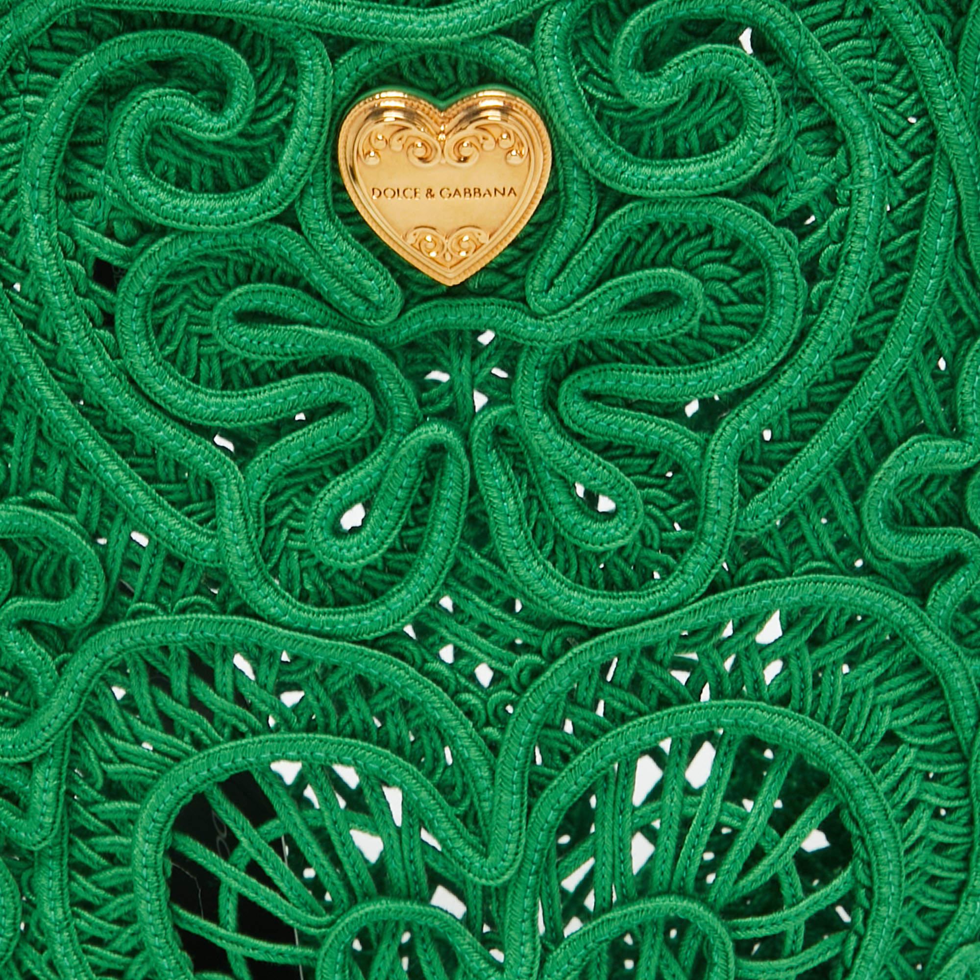 Dolce & Gabbana Green Crochet Beatrice Tote 6