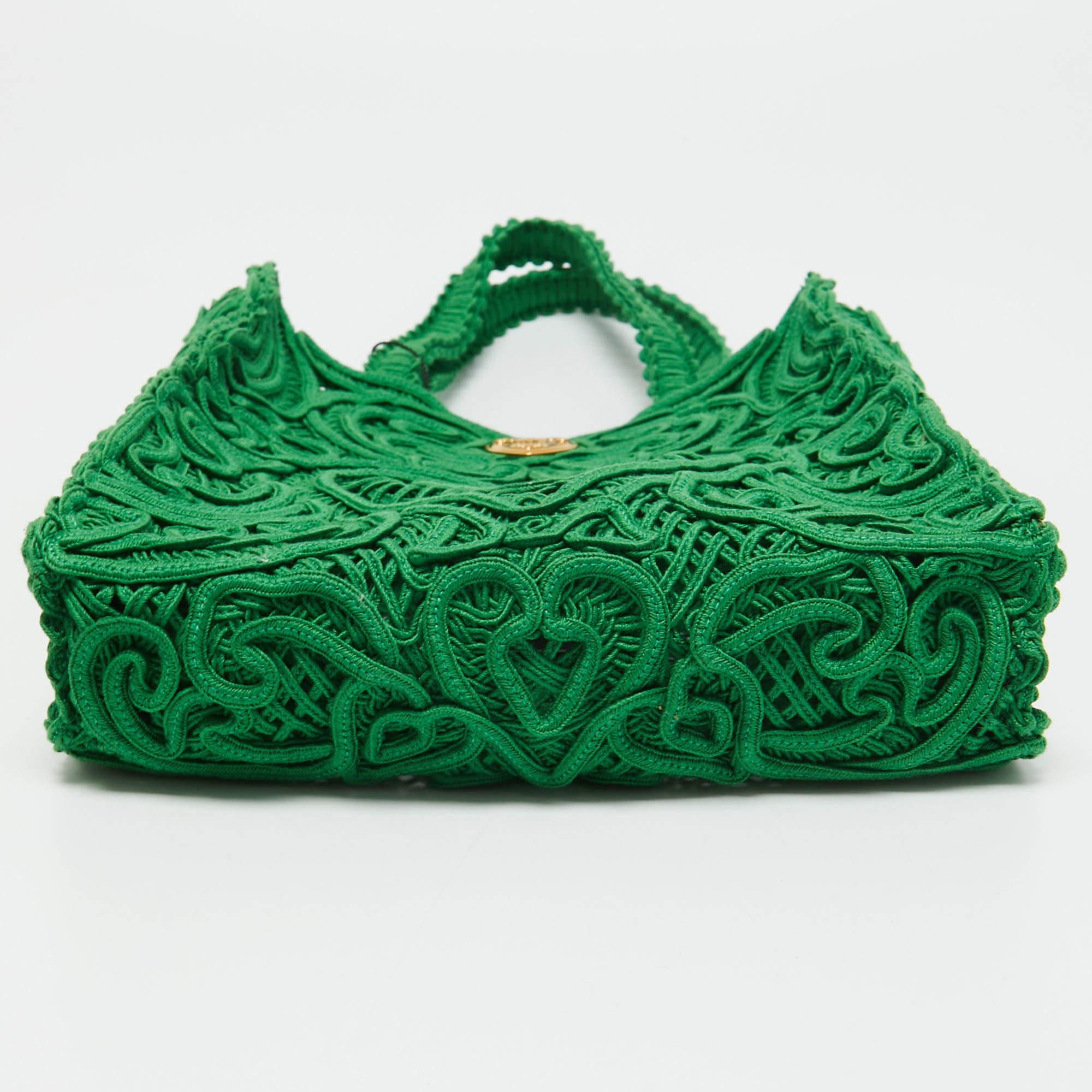 Women's Dolce & Gabbana Green Crochet Beatrice Tote