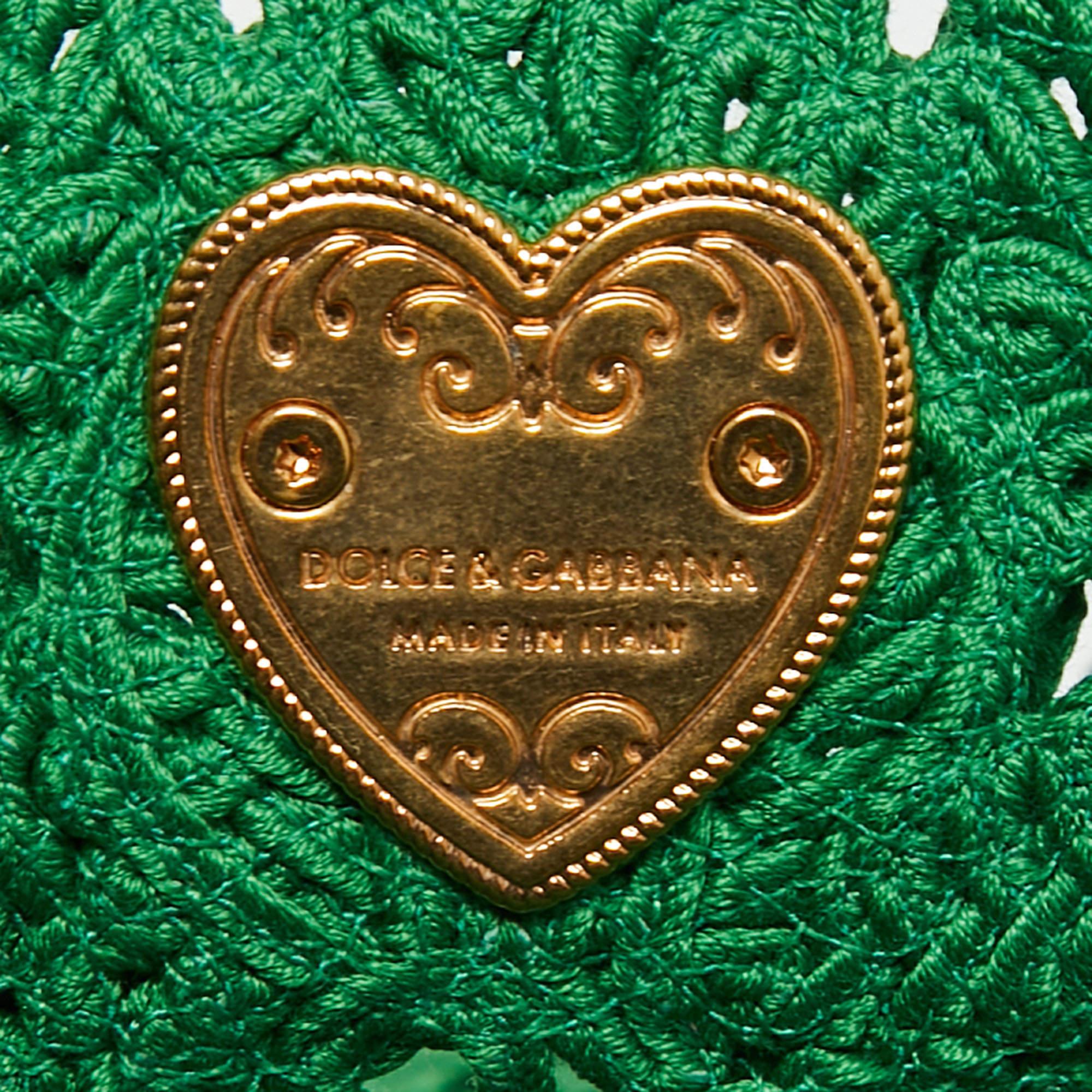 Dolce & Gabbana Green Crochet Beatrice Tote 5