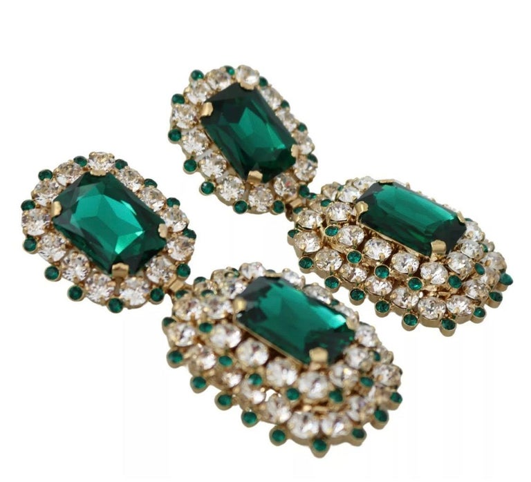 Dolce & Gabbana Green Satin Bird Crystal Women Hair Clip