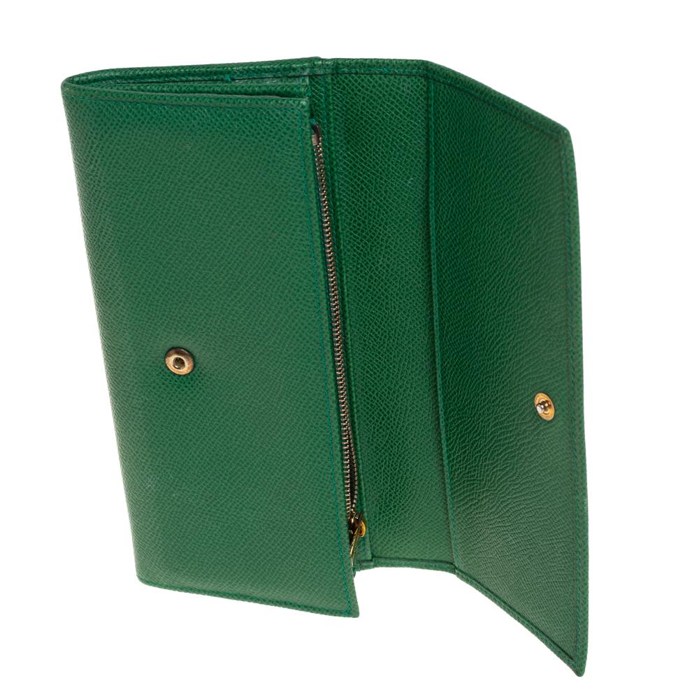 Dolce & Gabbana Green Dauphine Leather Continental Wallet 5
