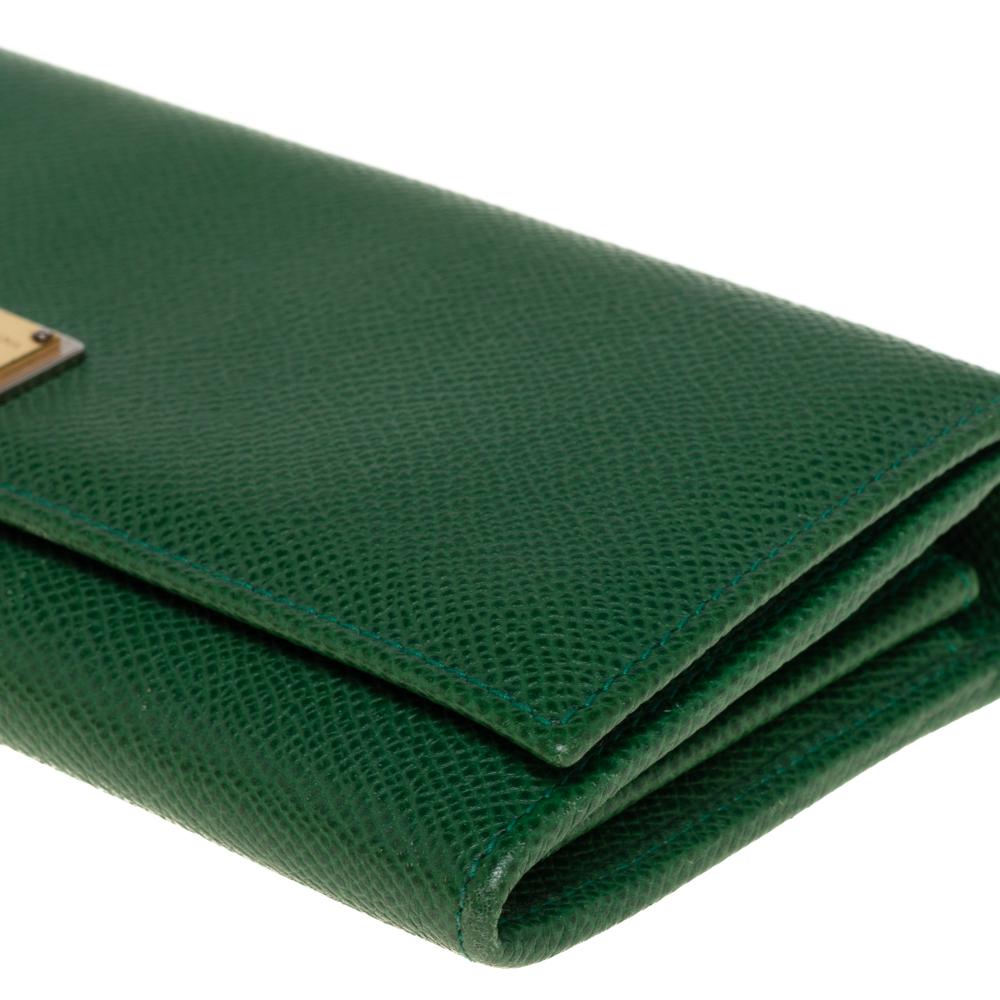 Women's Dolce & Gabbana Green Dauphine Leather Continental Wallet