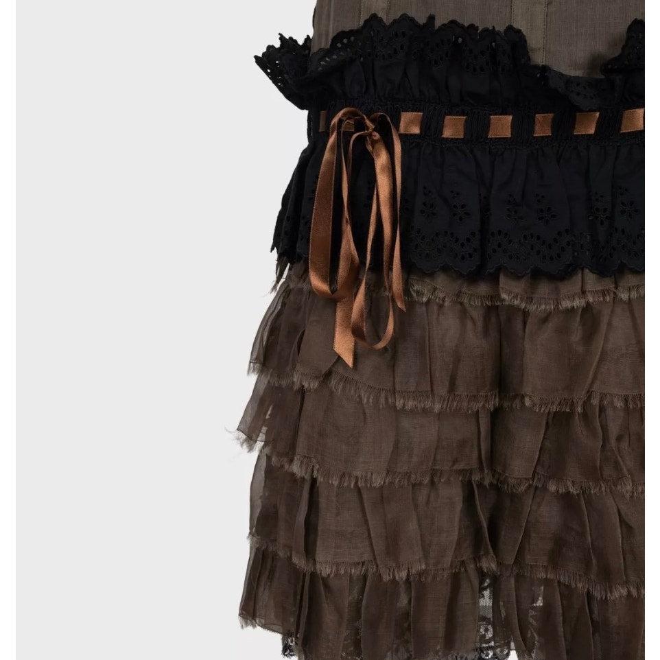 Dolce & Gabbana Falda de seda de encaje drapeada verde - Talla 38/ XS en Bueno estado para la venta en Krakow, PL