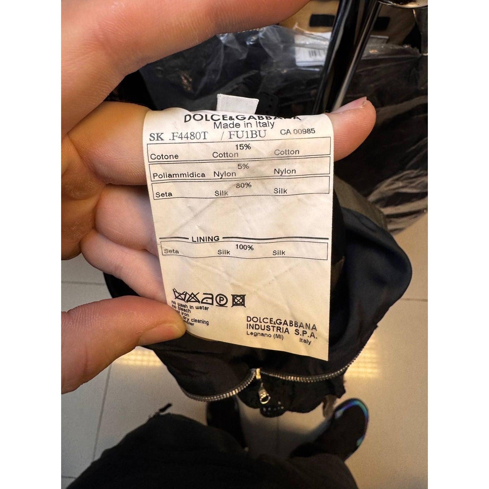 Dolce & Gabbana Falda de seda de encaje drapeada verde - Talla 38/ XS en venta 1