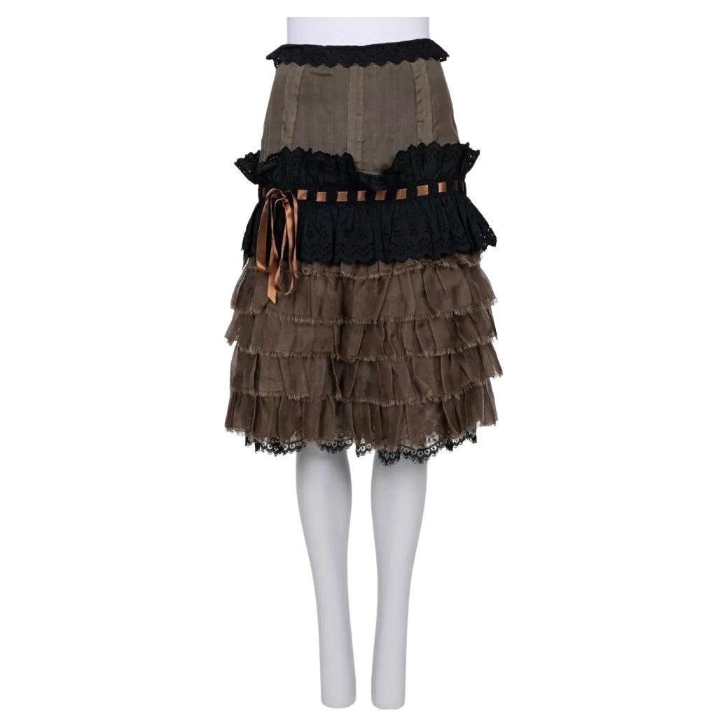 Dolce 
Gabbana Jupe en soie drapée de couleur verte - Taille 38/ XS