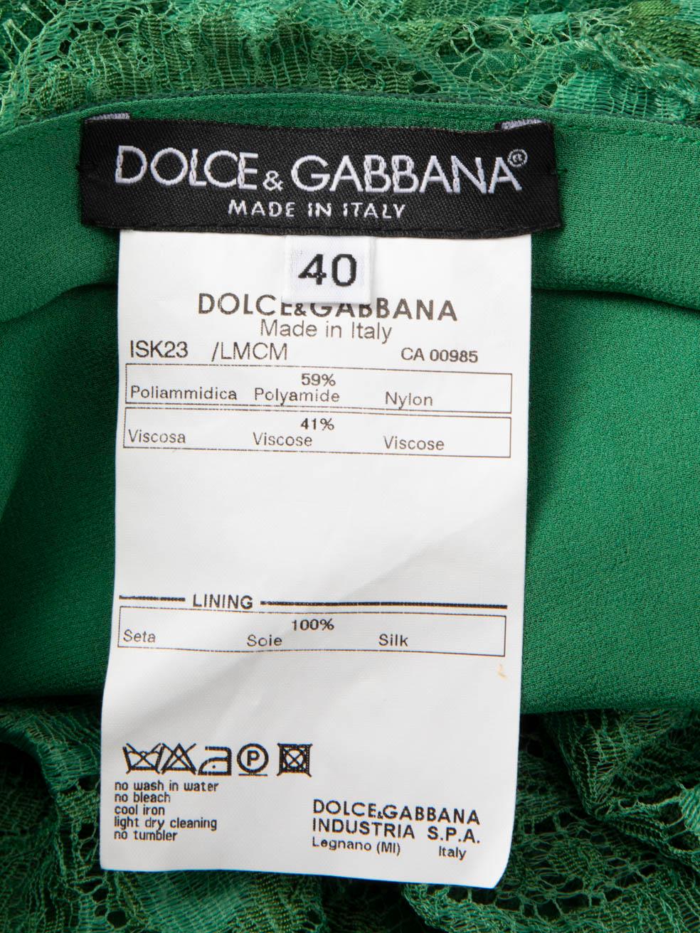 Donna Dolce & Gabbana Gonna asimmetrica in pizzo floreale verde taglia S in vendita