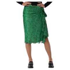 Dolce & Gabbana Green Floral Lace Asymmetric Skirt Size S