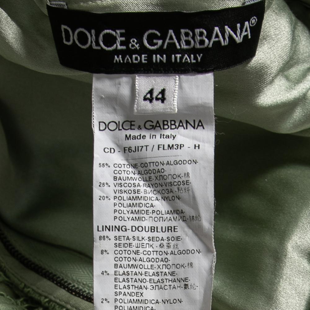 Women's Dolce & Gabbana Green Floral Lace Flared Dress M