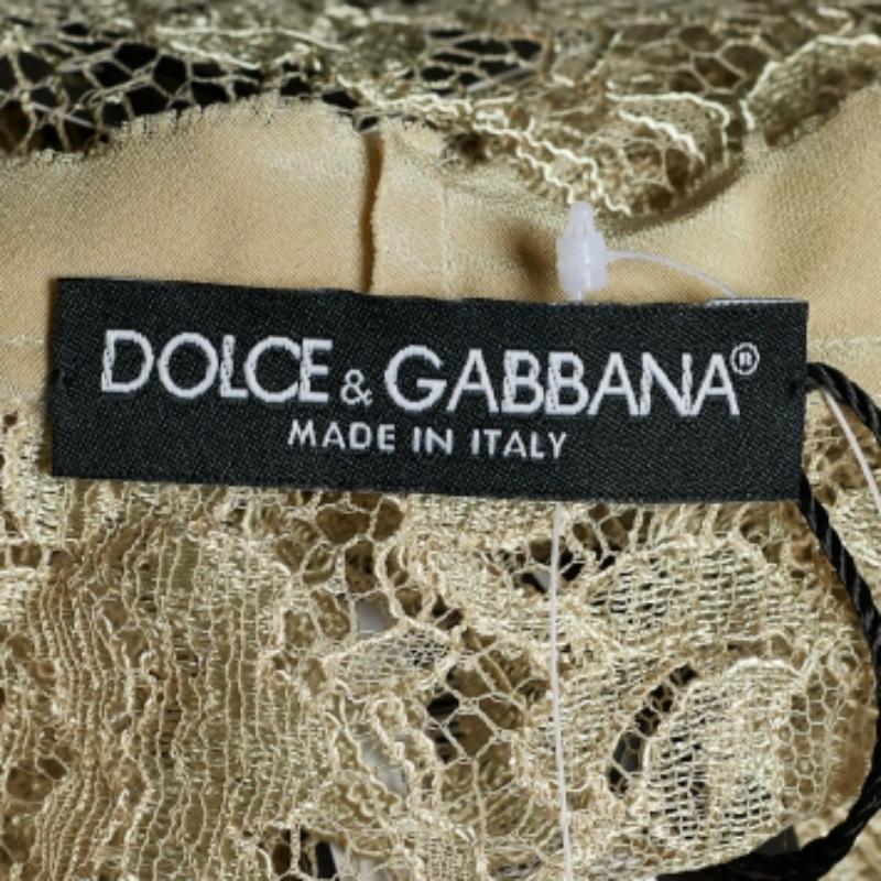 Dolce & Gabbana Green Floral Lace Top M In Good Condition For Sale In Dubai, Al Qouz 2