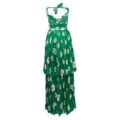Dolce & Gabbana Green Floral Print Chiffon Maxi Dress S