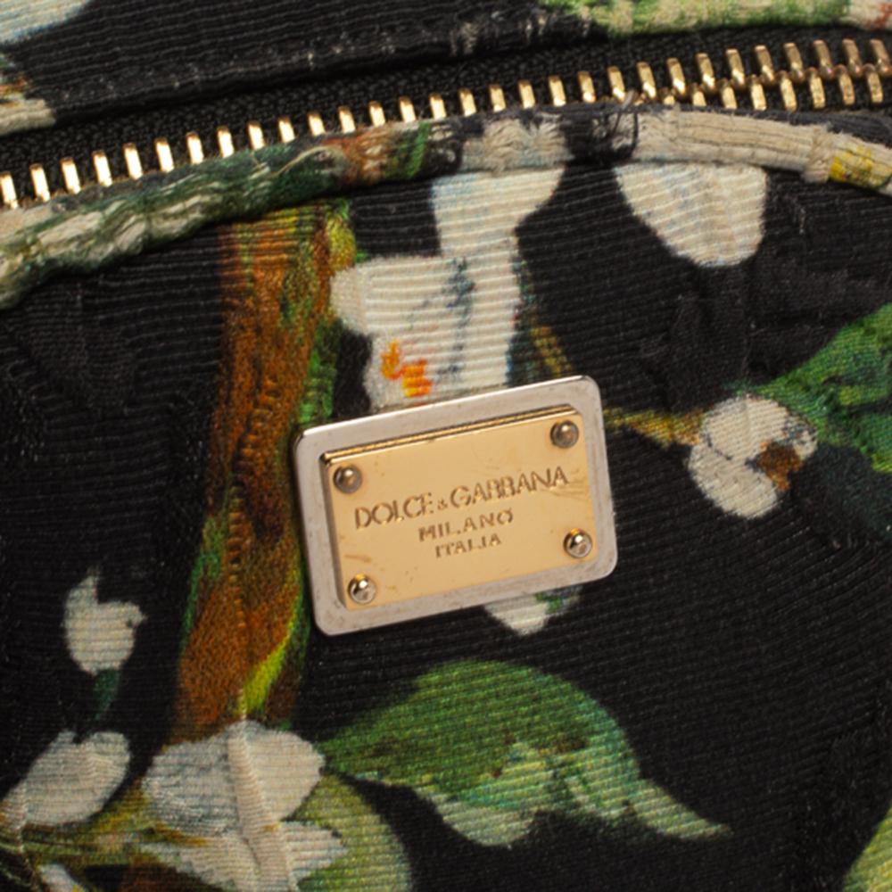 Dolce & Gabbana Green Floral Print Fabric Miss Glam Round Shoulder Bag 8