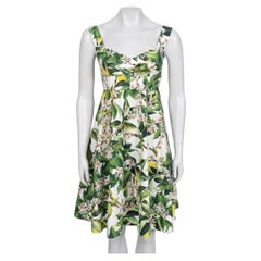 Dolce & Gabbana Green Floral Print Fitted Sundress Sz.40/S