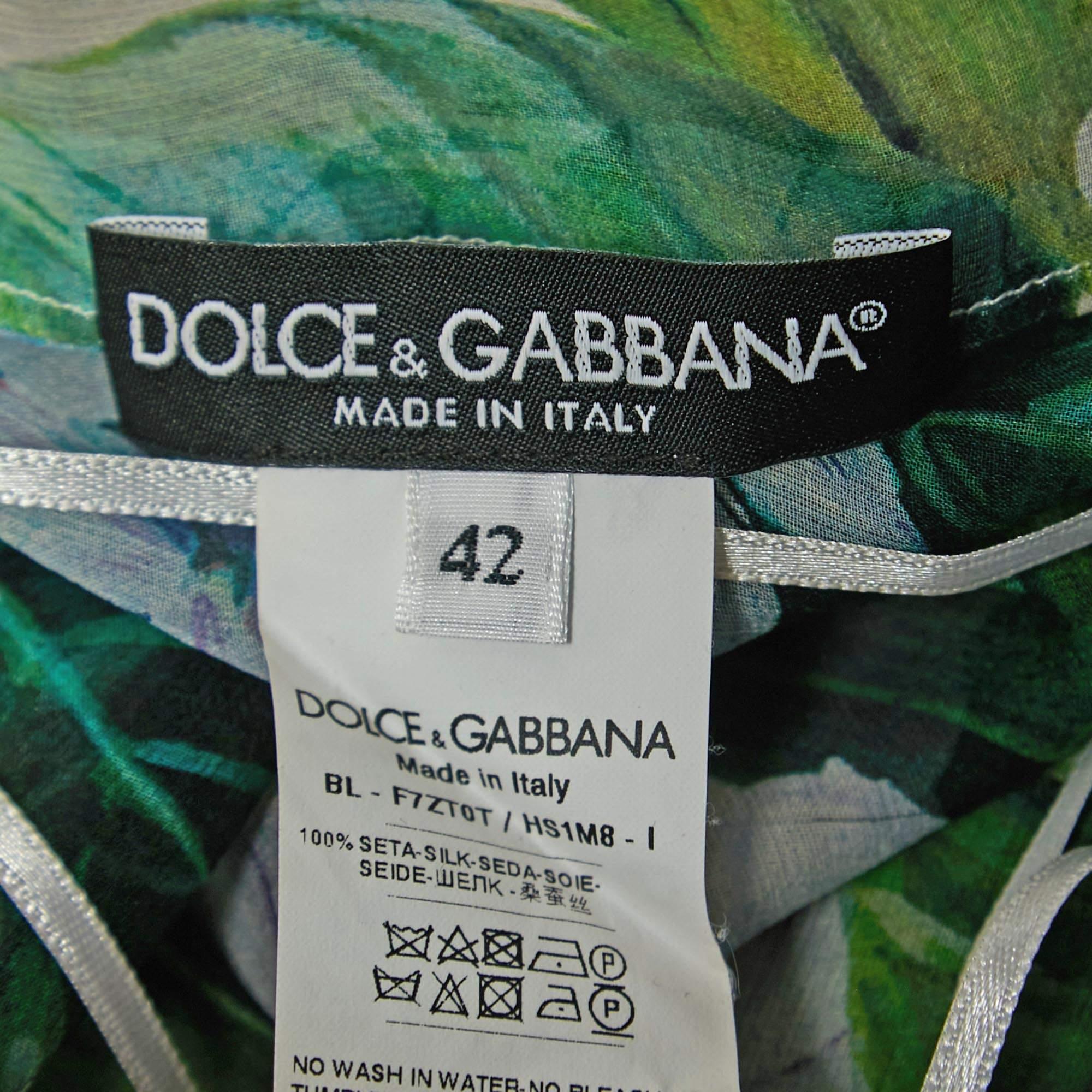 Dolce & Gabbana Green Floral Print Silk Adjustable Men Tie main image 0