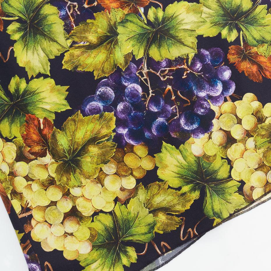 Brown DOLCE GABBANA green floral purple grape print elastic waist pencil skirt IT48
