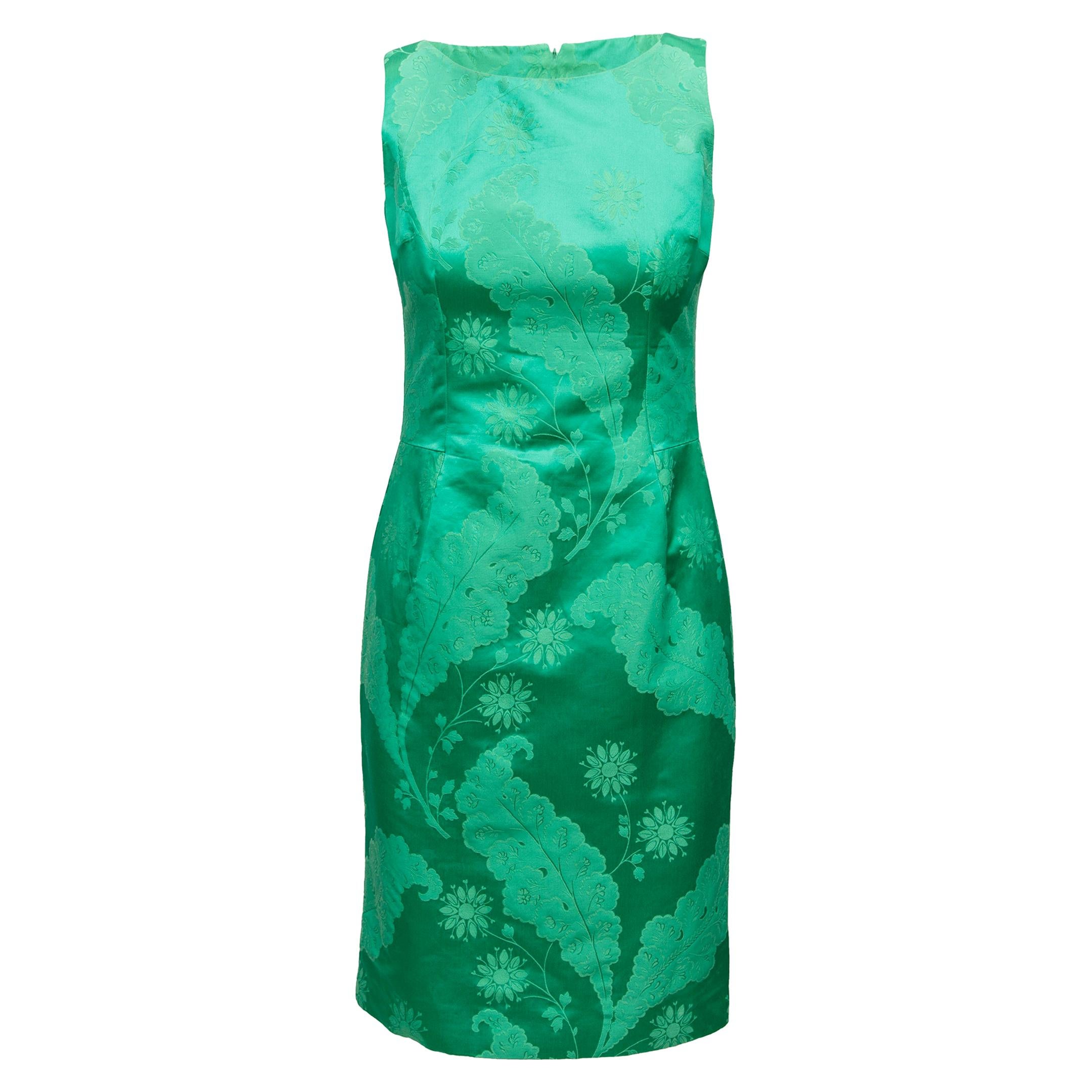 Dolce and Gabbana Green Floral Sheath Dress at 1stDibs