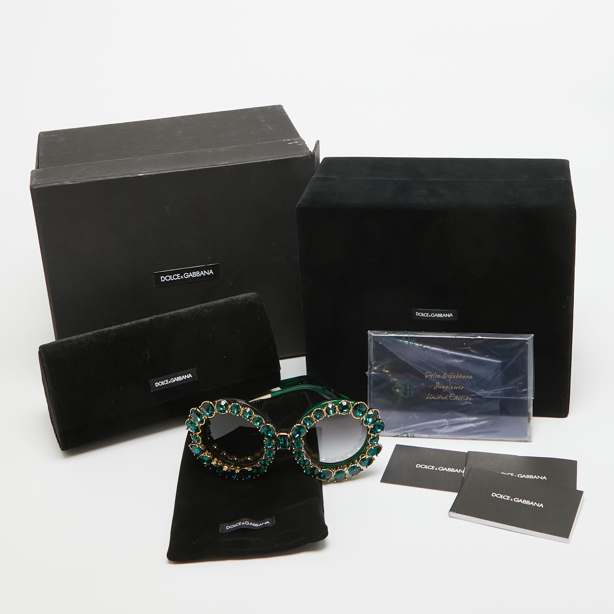 Lunettes de soleil rondes Dolce & Gabbana Green Gradient Limited Edition DG4291 Crystals Pour femmes en vente