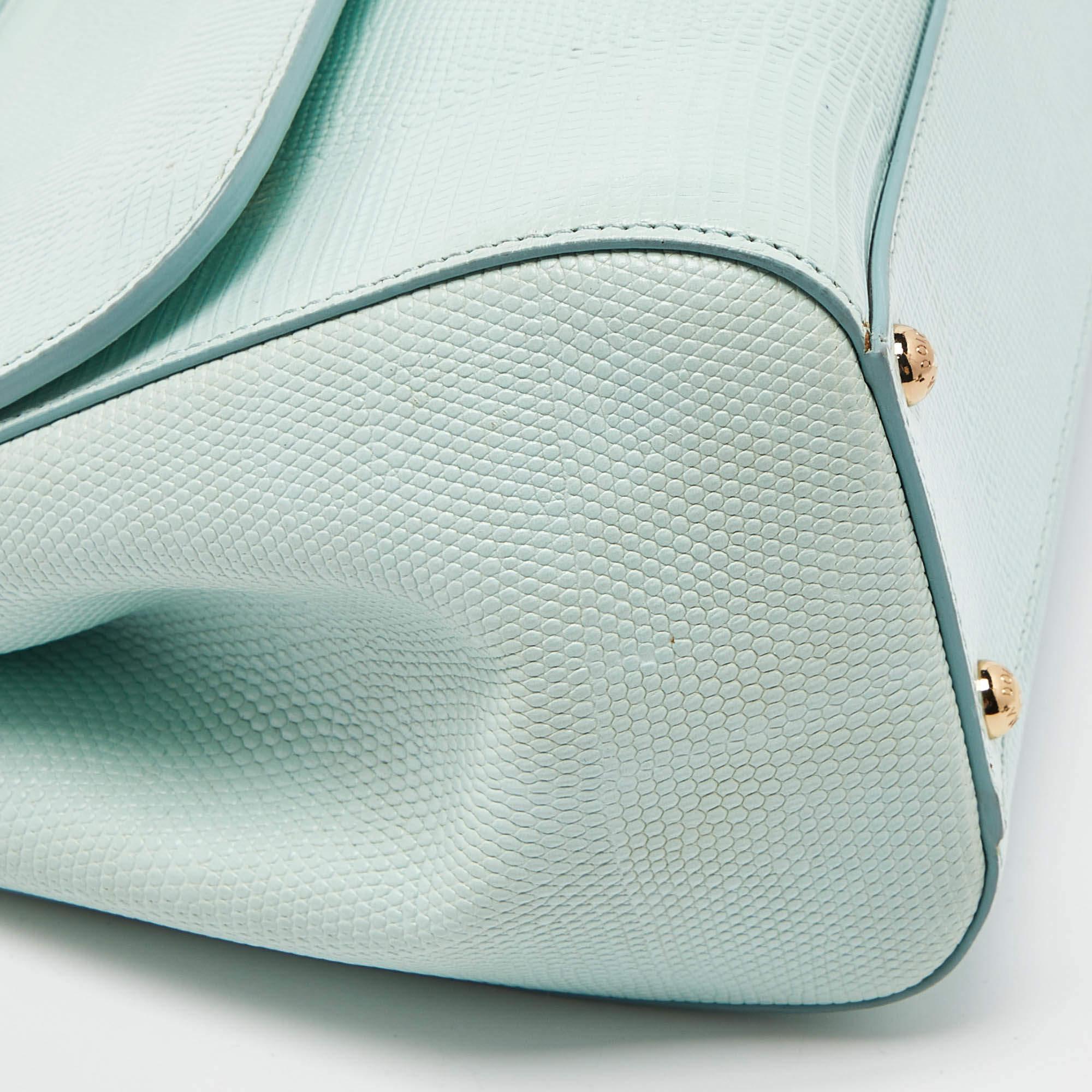 Dolce & Gabbana Green Iguana Embossed Leather Medium Miss Sicily Top Handle Bag 2