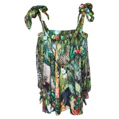 Dolce & Gabbana Green Jungle Print Cotton Mini Dress S
