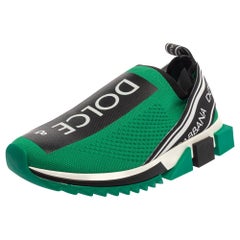 Dolce & Gabbana Sorrento Turnschuhe aus grünem Strickstoff Größe 41