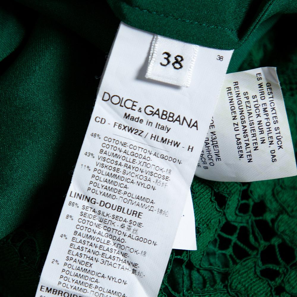 Dolce & Gabbana Grün Spitze Libelle verschönert ärmelloses Etuikleid S 2