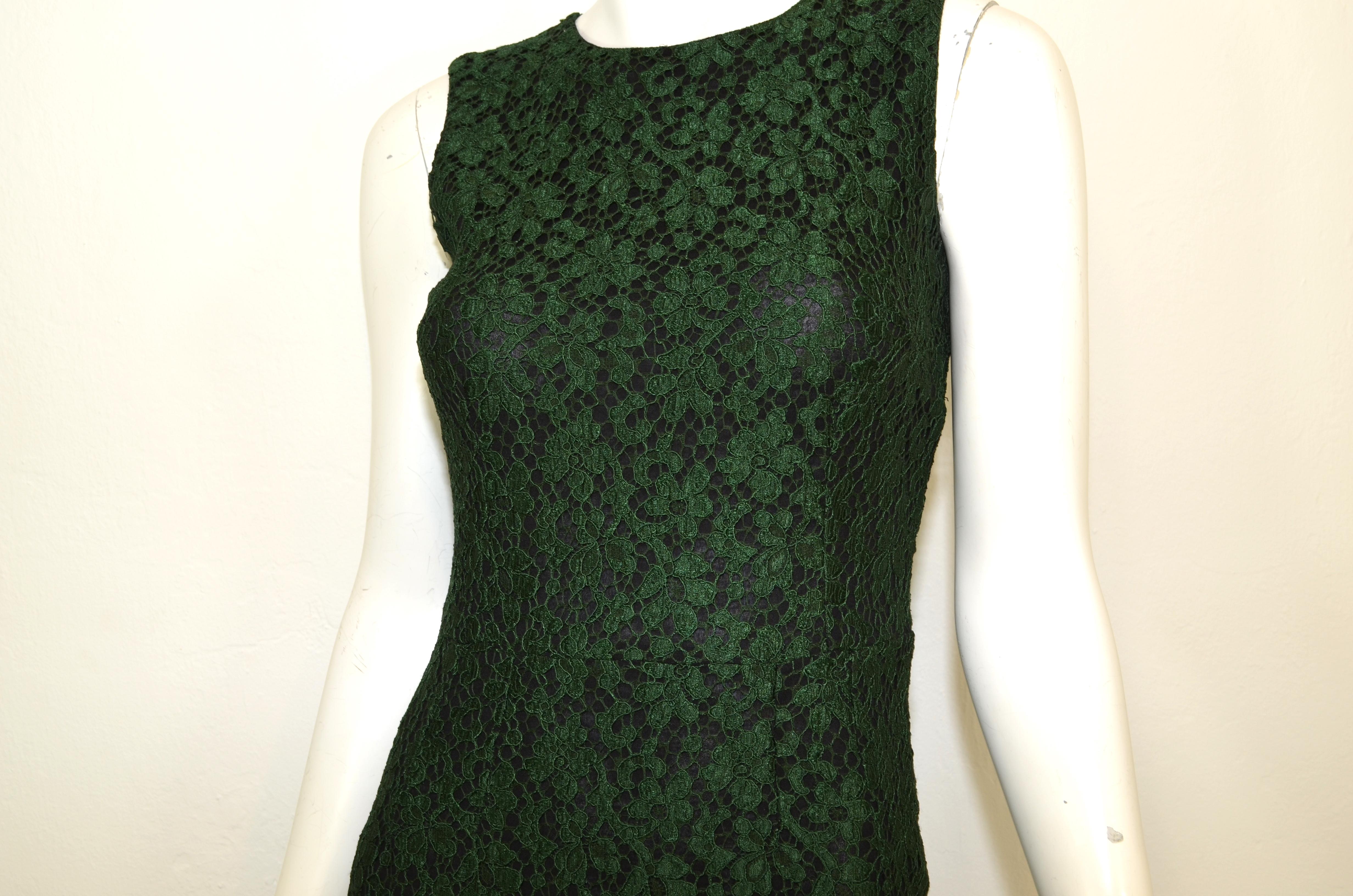 dolce gabbana green lace dress