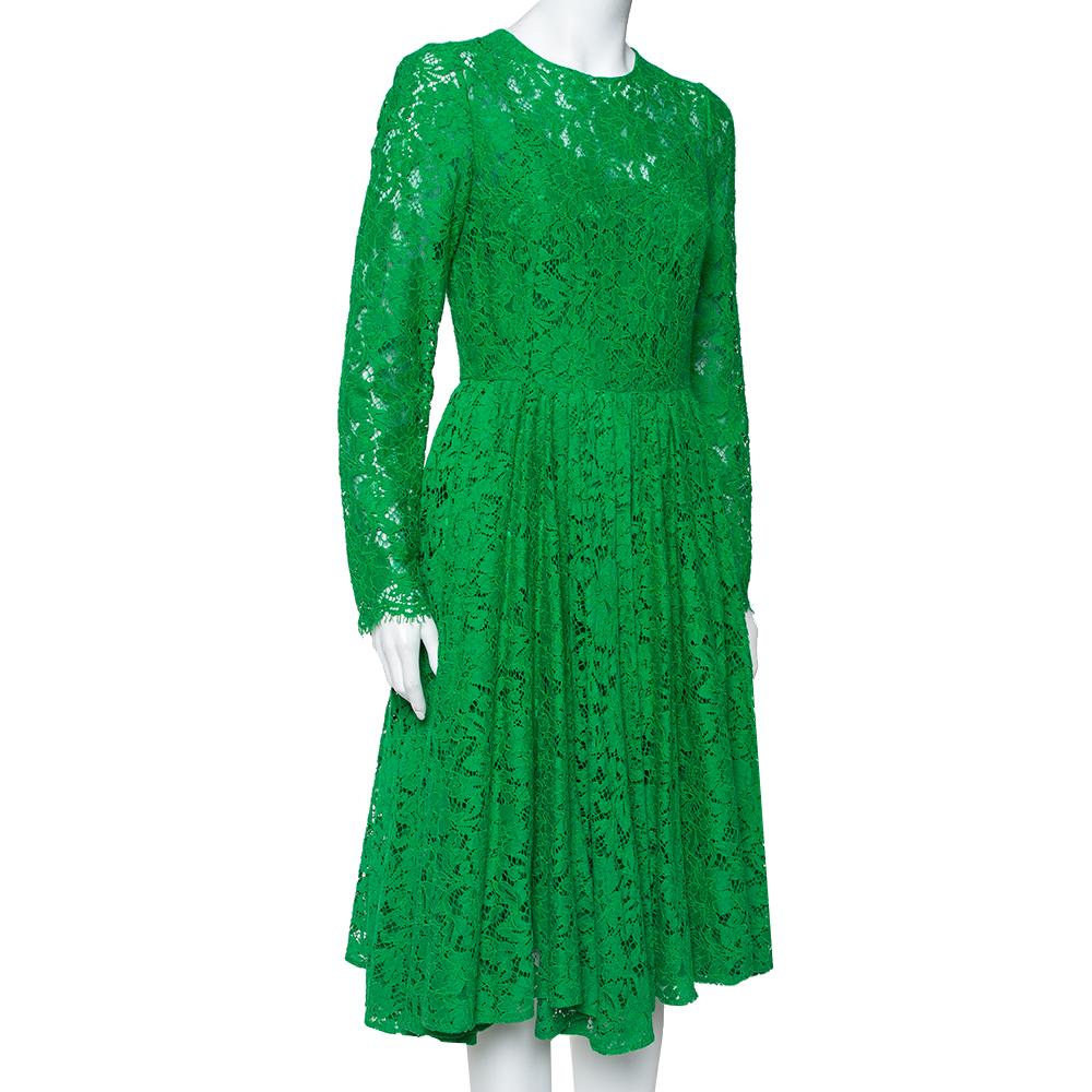 dolce gabbana green lace dress