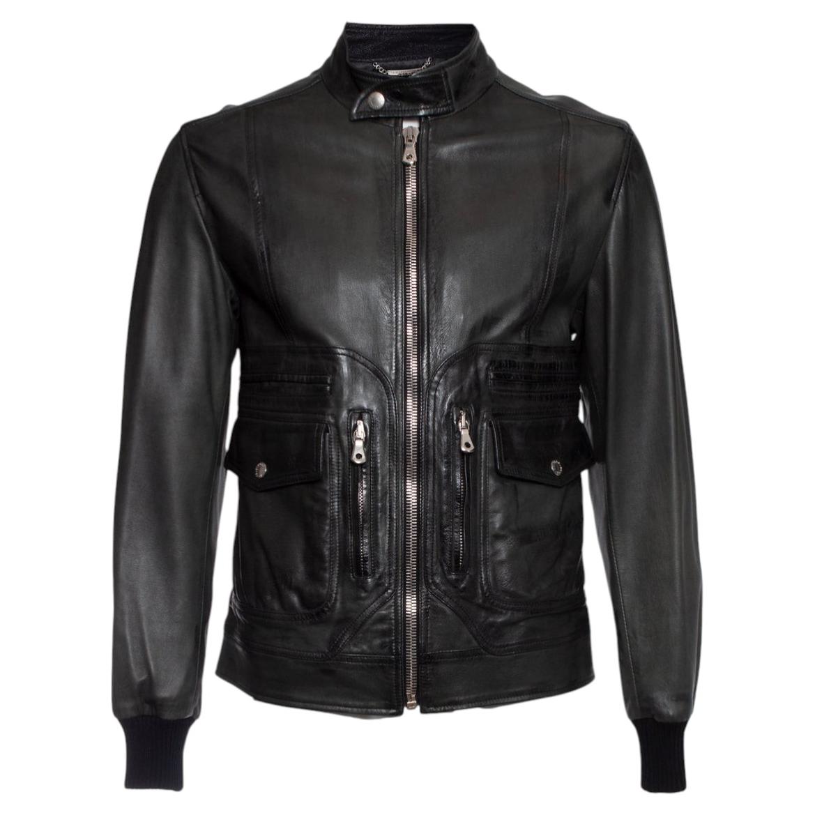 Dolce & Gabbana, Cazadora biker de piel verde en venta