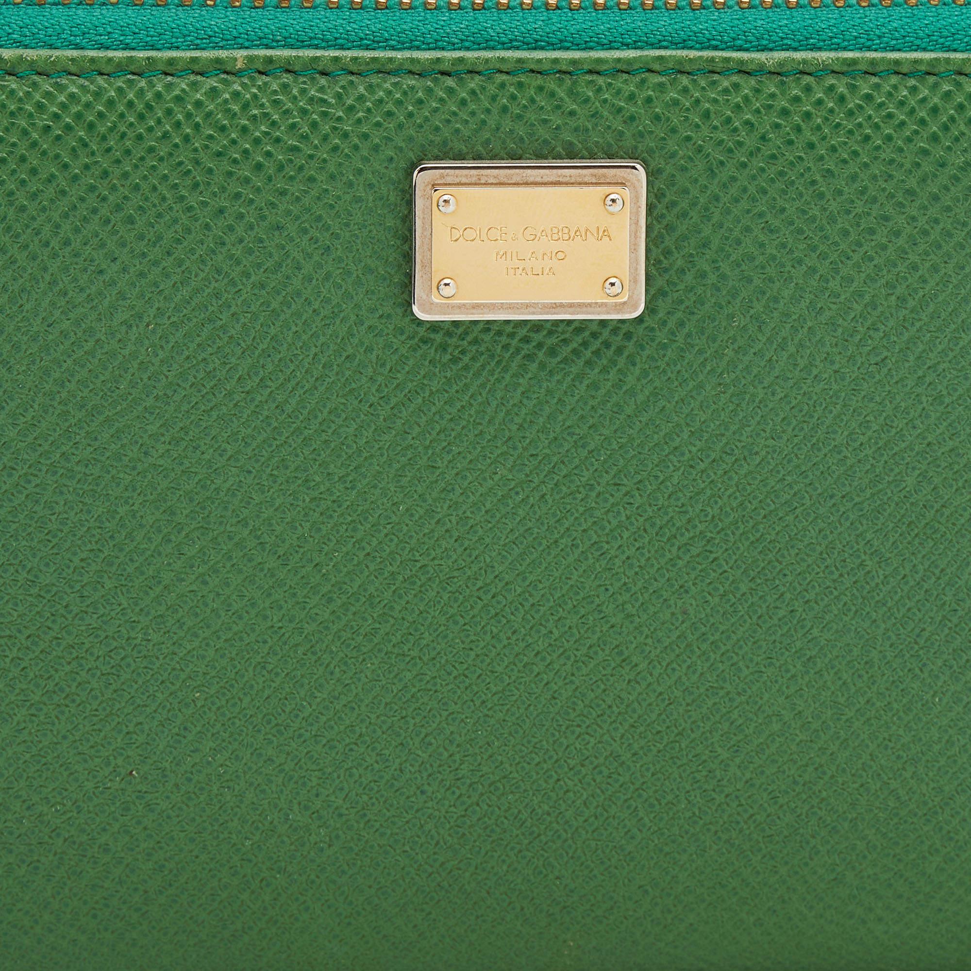 Dolce & Gabbana Green Leather Continental Zip Around Wallet 1