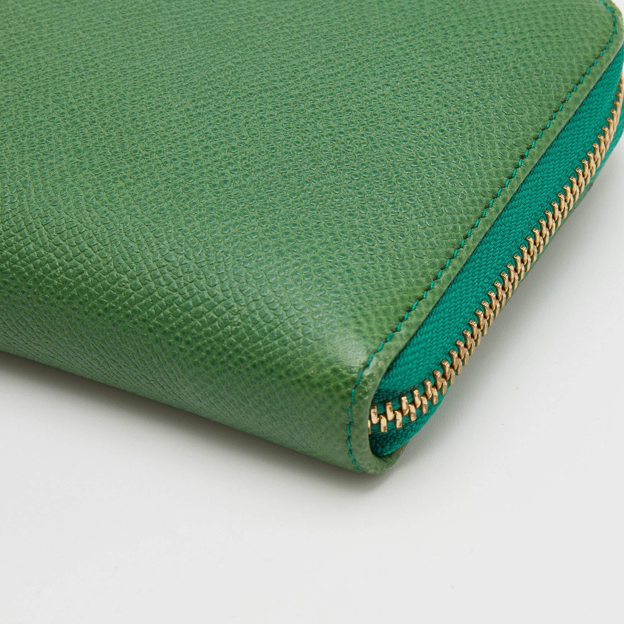 Dolce & Gabbana Green Leather Continental Zip Around Wallet 2