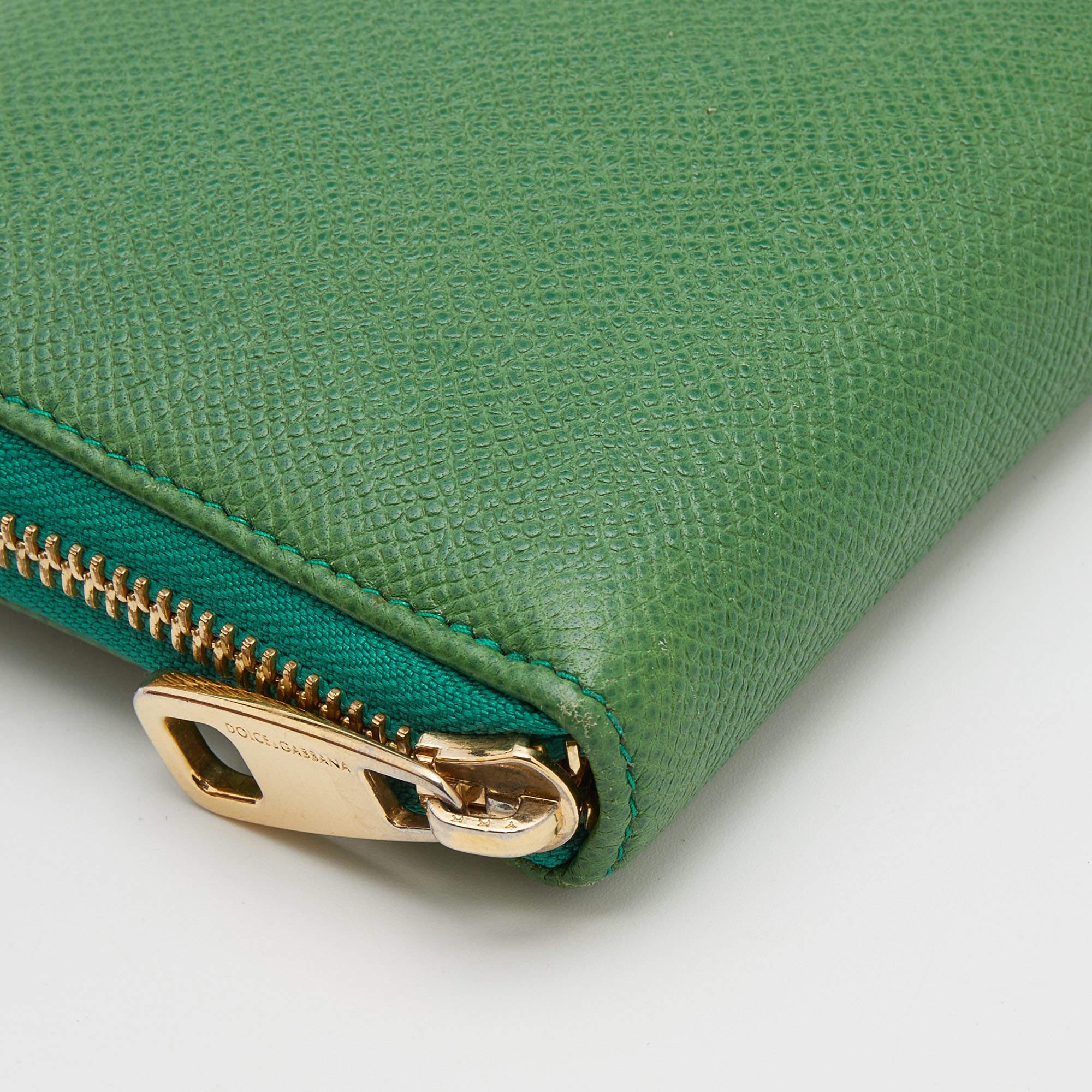 Dolce & Gabbana Green Leather Continental Zip Around Wallet 4