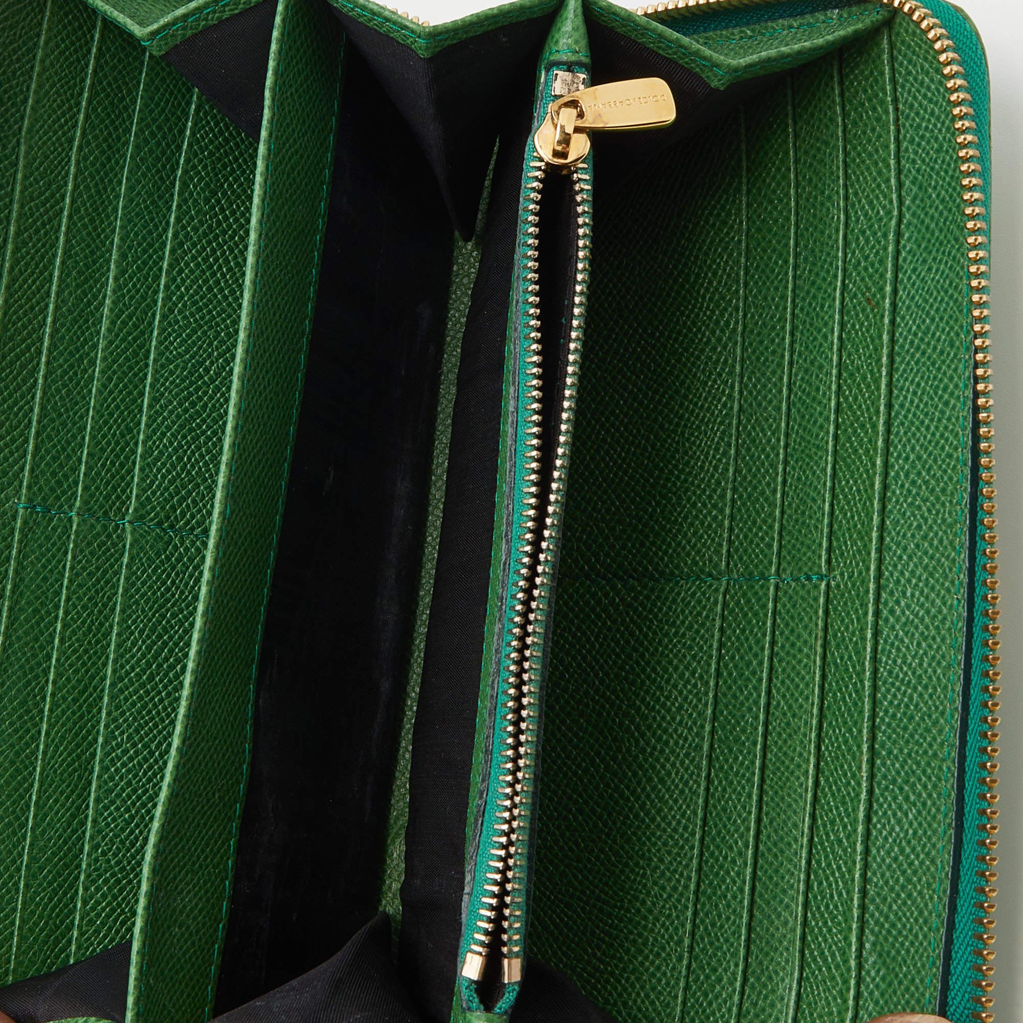 Dolce & Gabbana Green Leather Continental Zip Around Wallet 5