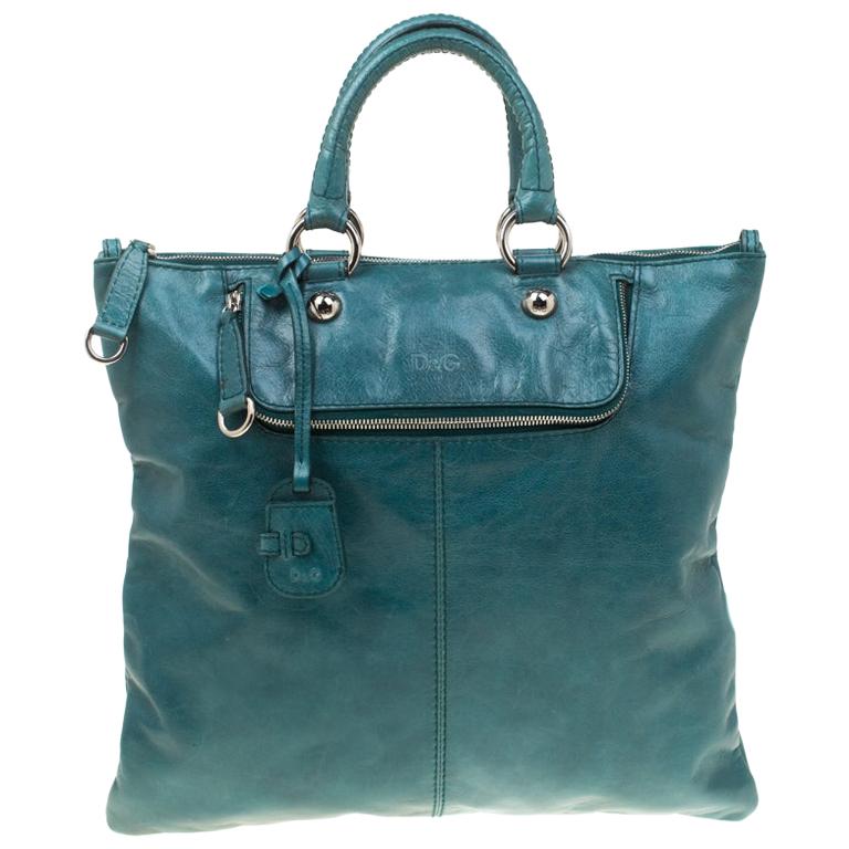 Dolce and Gabbana Green Leather Emy Top Handle Bag For Sale at 1stDibs