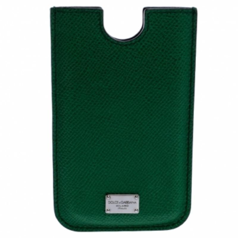 Dolce & Gabbana Custodia per iPhone 4 in pelle verde in vendita 1
