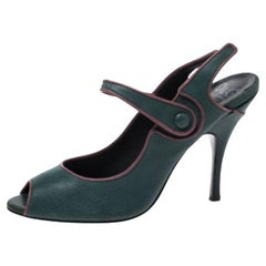 Dolce & Gabbana Green Leather Mary Jane Peep Toe Pumps Size 40