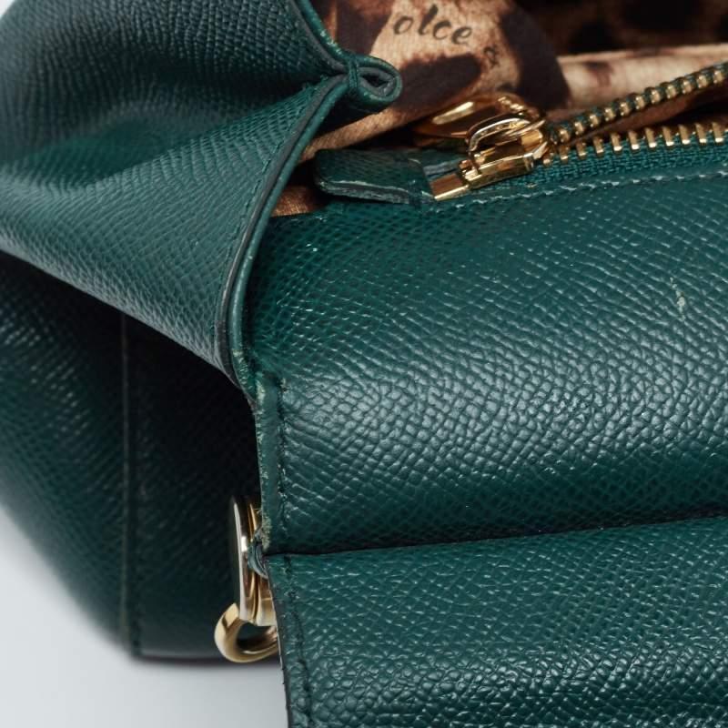 Dolce & Gabbana Green Leather Medium Miss Sicily Handle Bag 5