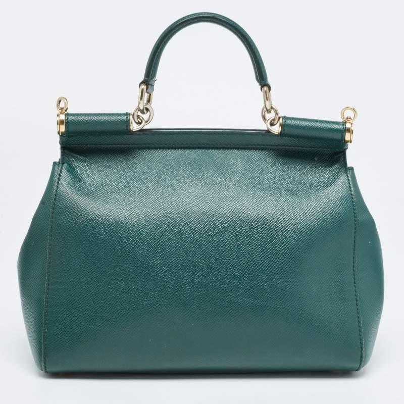 Dolce & Gabbana Green Leather Medium Miss Sicily Handle Bag 7