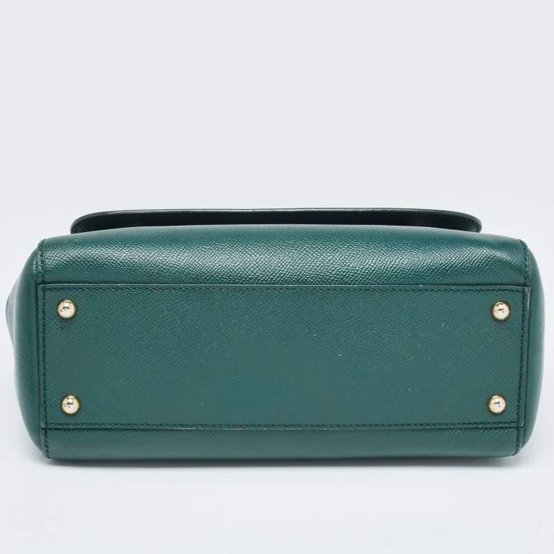 Dolce & Gabbana Green Leather Medium Miss Sicily Handle Bag 8