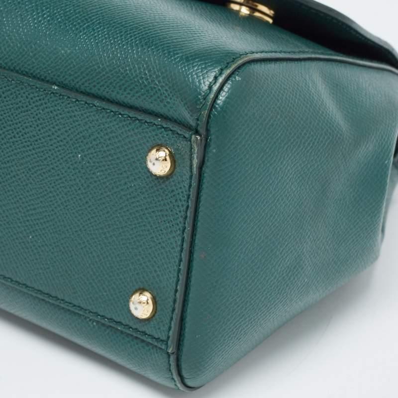 Dolce & Gabbana Green Leather Medium Miss Sicily Handle Bag 10