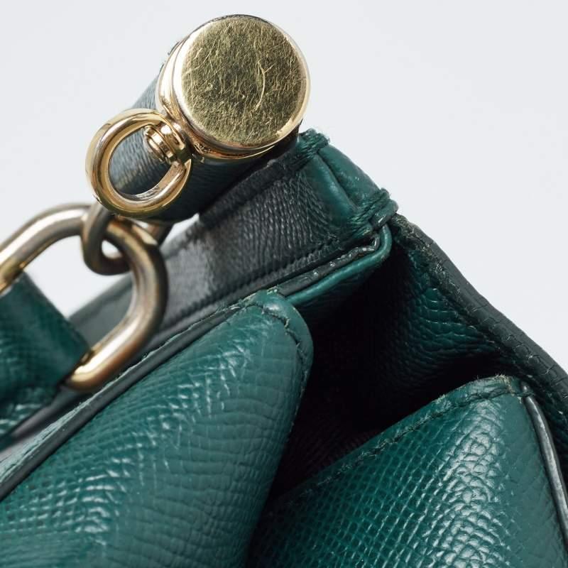 Dolce & Gabbana Green Leather Medium Miss Sicily Handle Bag 12