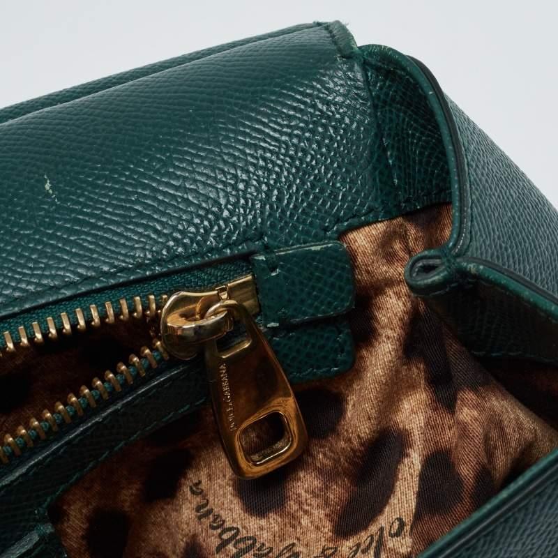 Dolce & Gabbana Green Leather Medium Miss Sicily Handle Bag 1