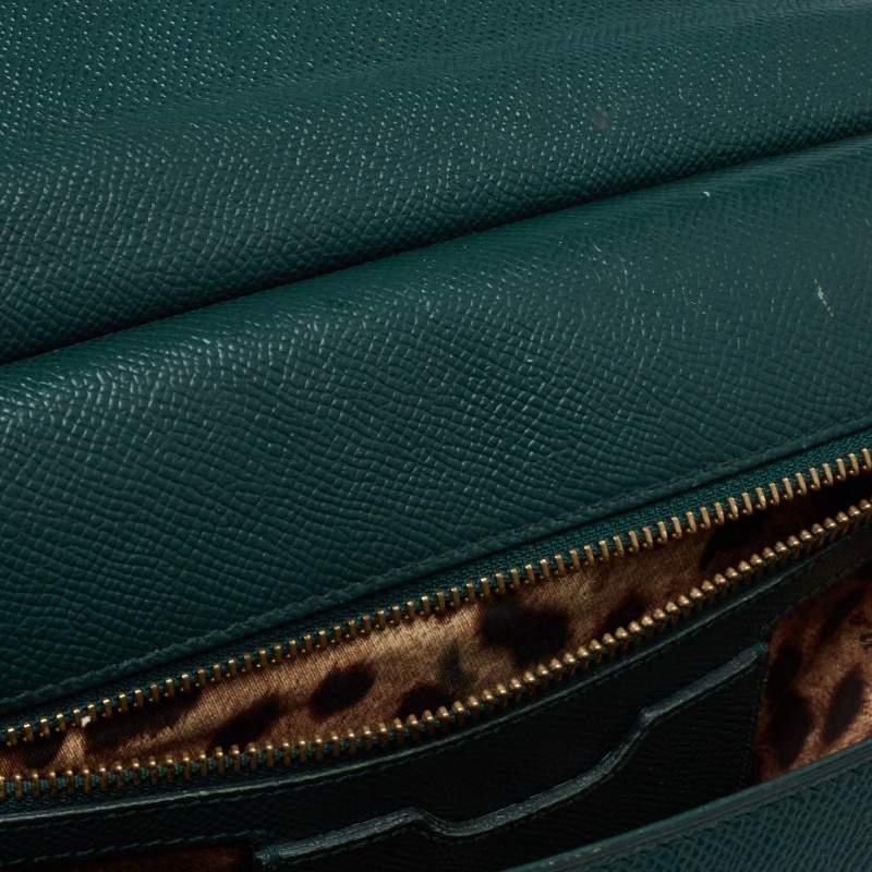 Dolce & Gabbana Green Leather Medium Miss Sicily Handle Bag 2