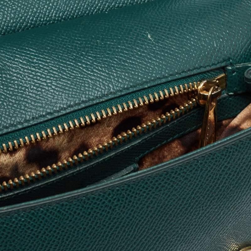 Dolce & Gabbana Green Leather Medium Miss Sicily Handle Bag 3