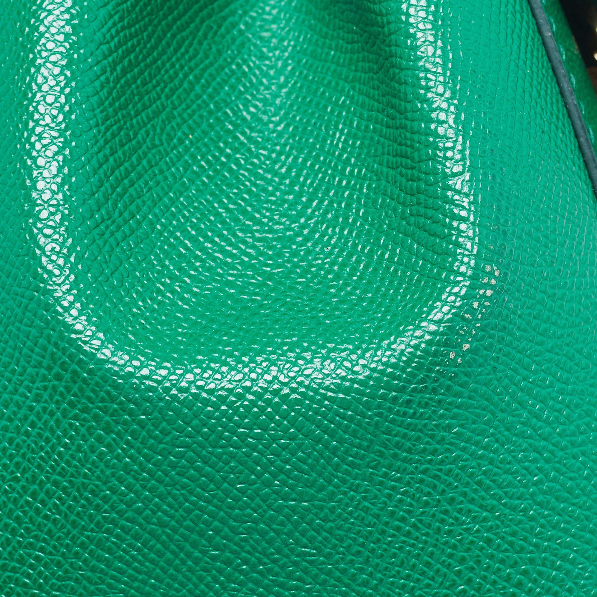 Dolce & Gabbana Green Leather Medium Miss Sicily Top Handle Bag 8