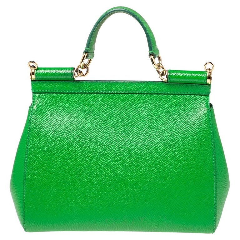 Dolce and Gabbana Green Leather Medium Miss Sicily Top Handle Bag at  1stDibs