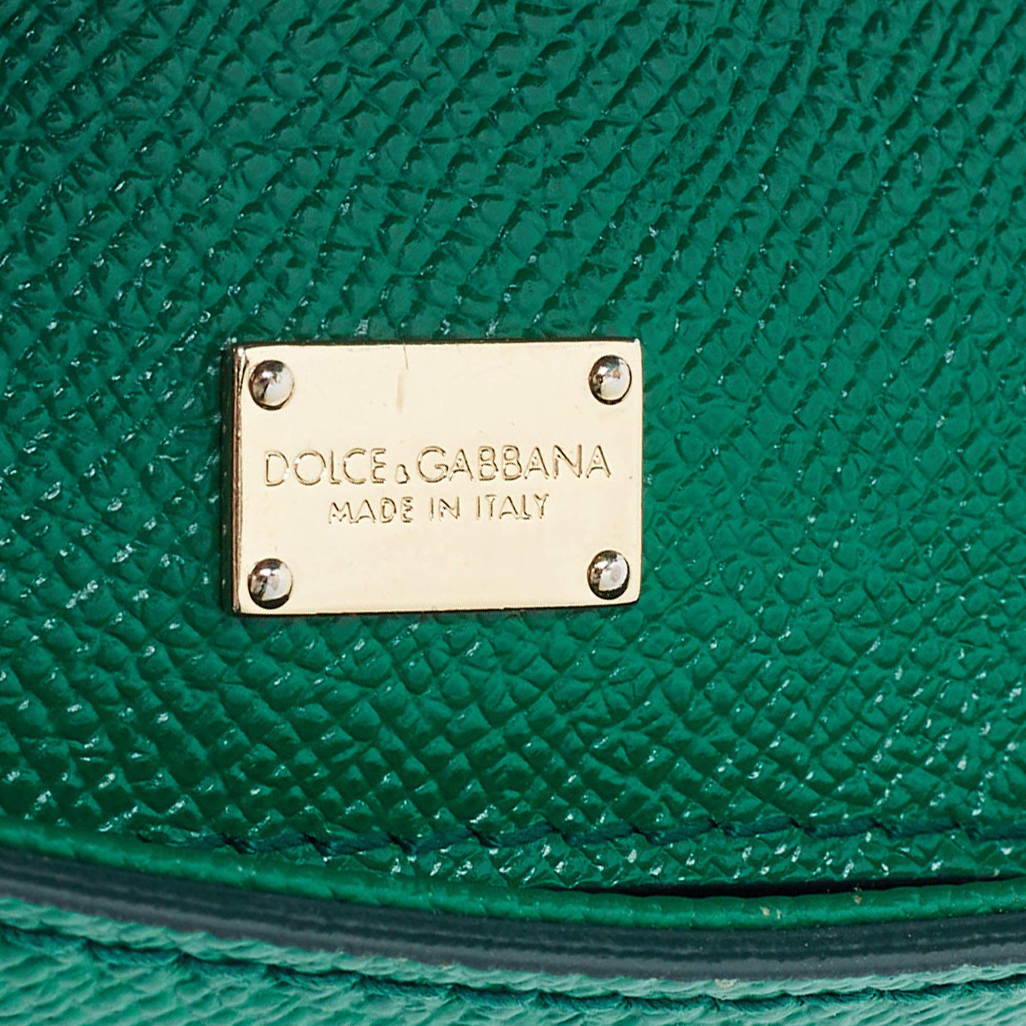 Dolce & Gabbana Green Leather Medium Miss Sicily Top Handle Bag 5