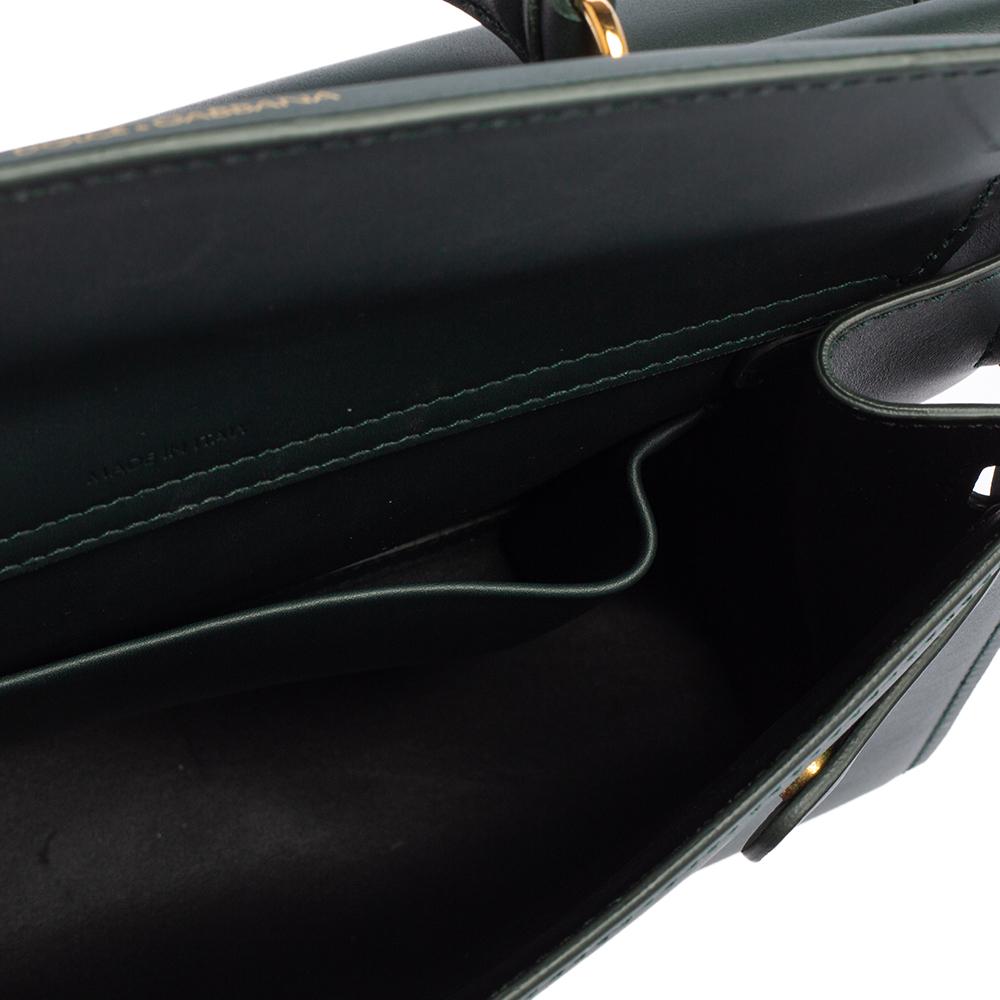 Dolce & Gabbana Green Leather Medium Sicily 62 Top Handle Bag 6