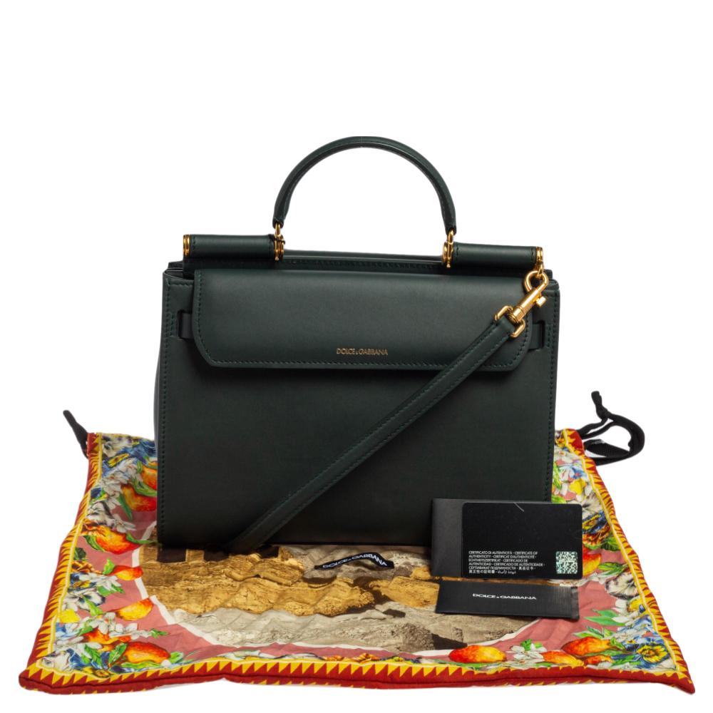 Dolce & Gabbana Green Leather Medium Sicily 62 Top Handle Bag 7