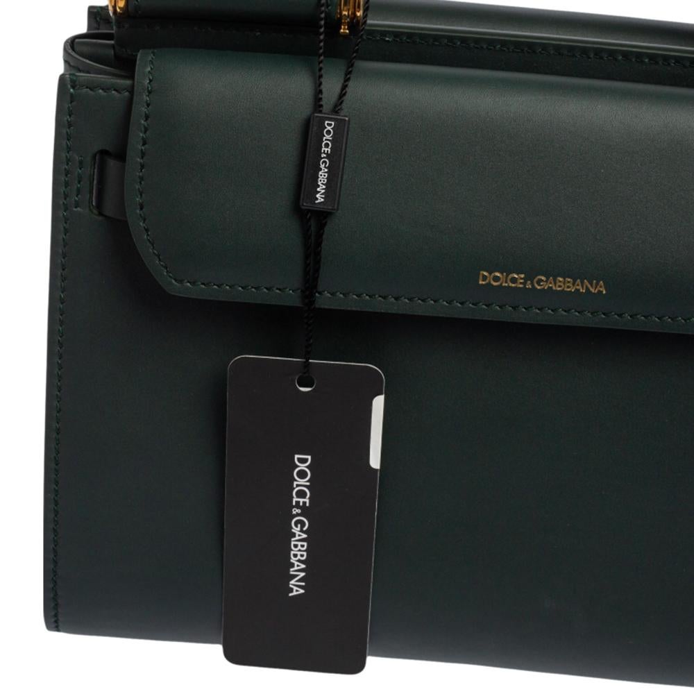 Dolce & Gabbana Green Leather Medium Sicily 62 Top Handle Bag 1